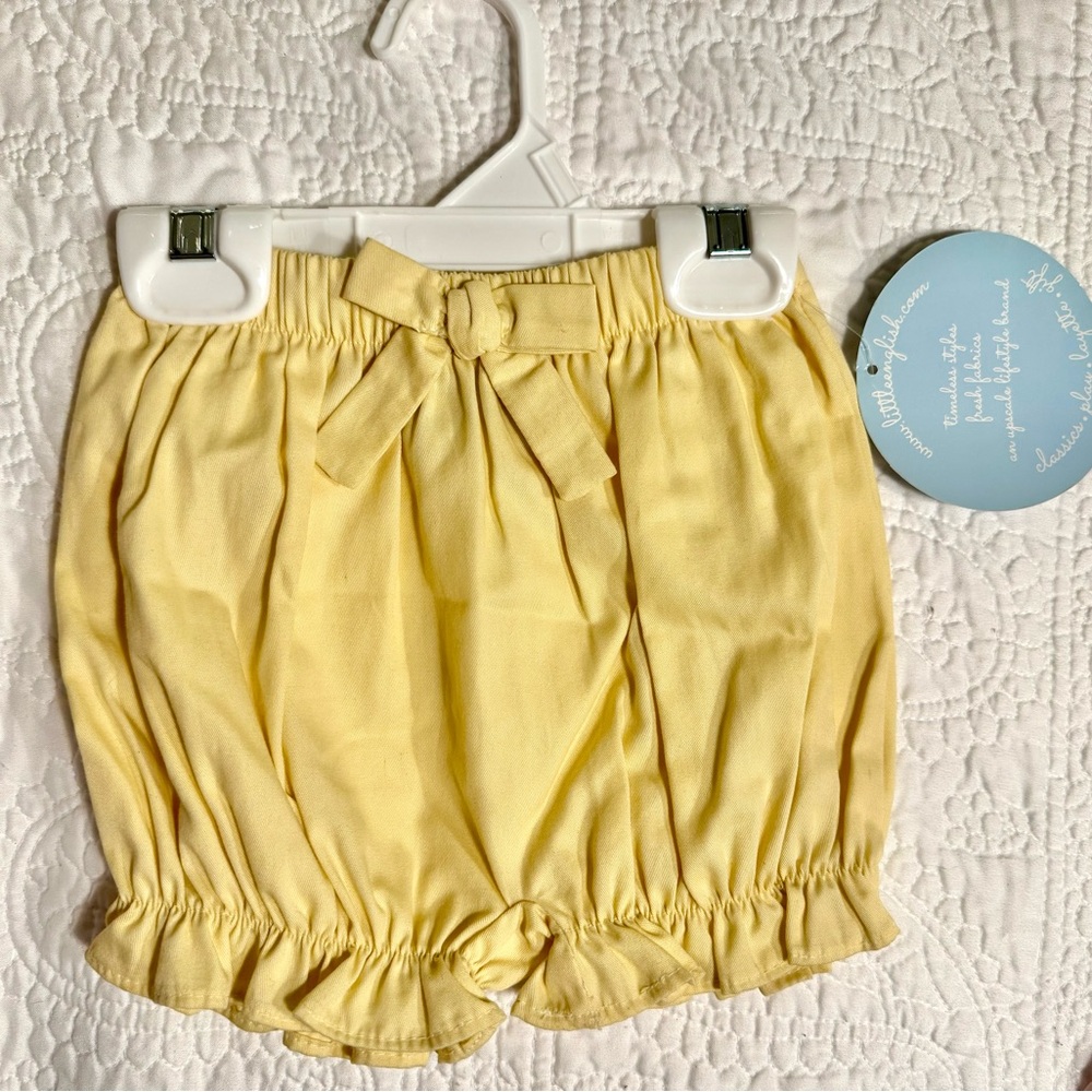 NWT Little English bloomer shorts butter yellow 18m